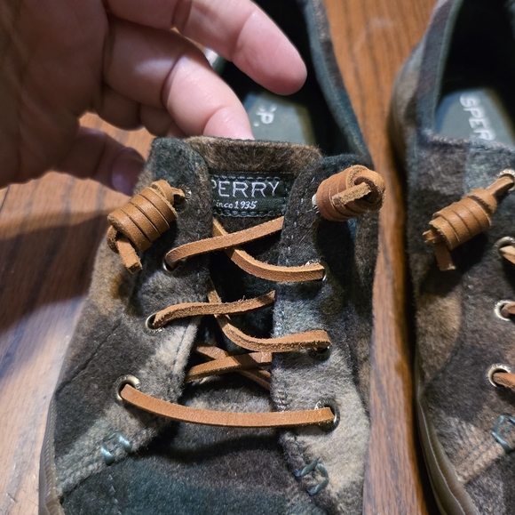 Sperry Crest Vibe Plaid Wool Sneakers Green & Brown Size 7 - Picture 9 of 13